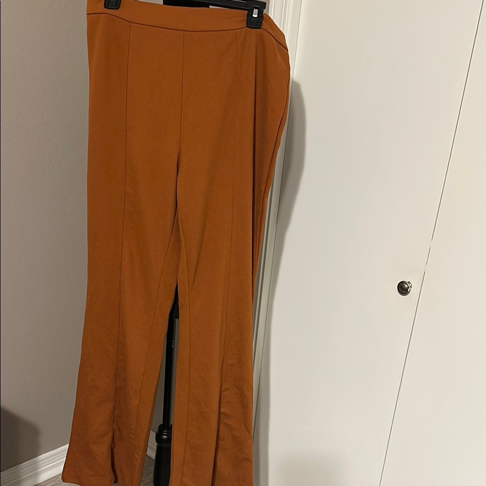 SHEIN Rust Brown Boot Cut Dress Pants